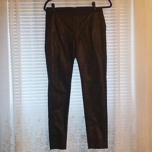 Black faux leather and fabric pant.